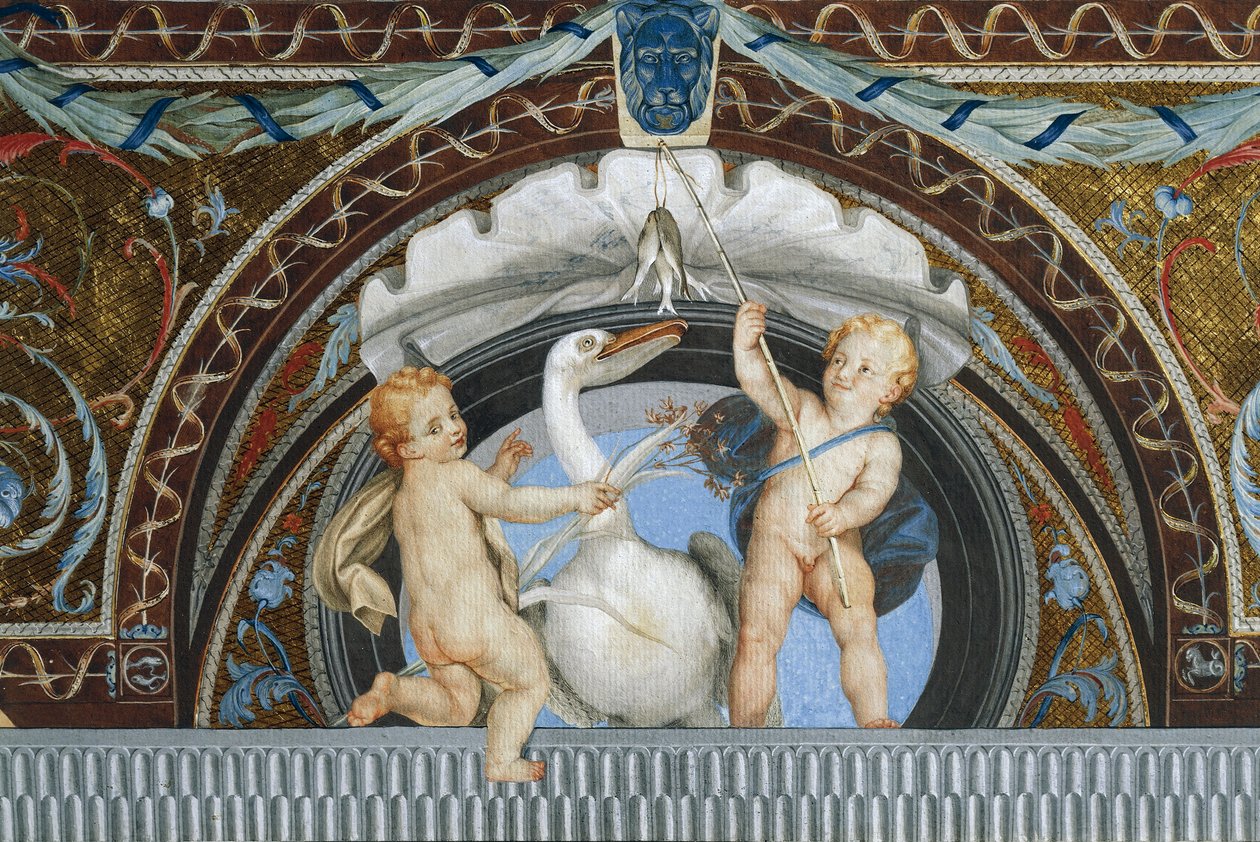 Putti med en pelikan, av Anton Raphael Mengs, detalj, blandet media av Anton Raphael Mengs