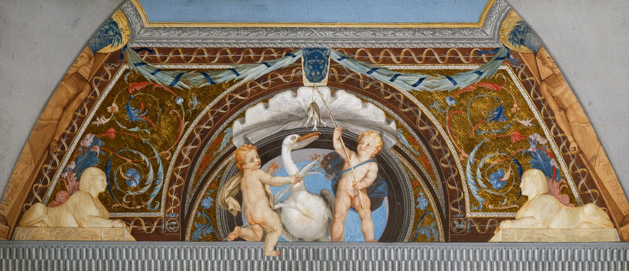 Putti med en pelikan, av Anton Raphael Mengs, detalj, blandet media av Anton Raphael Mengs