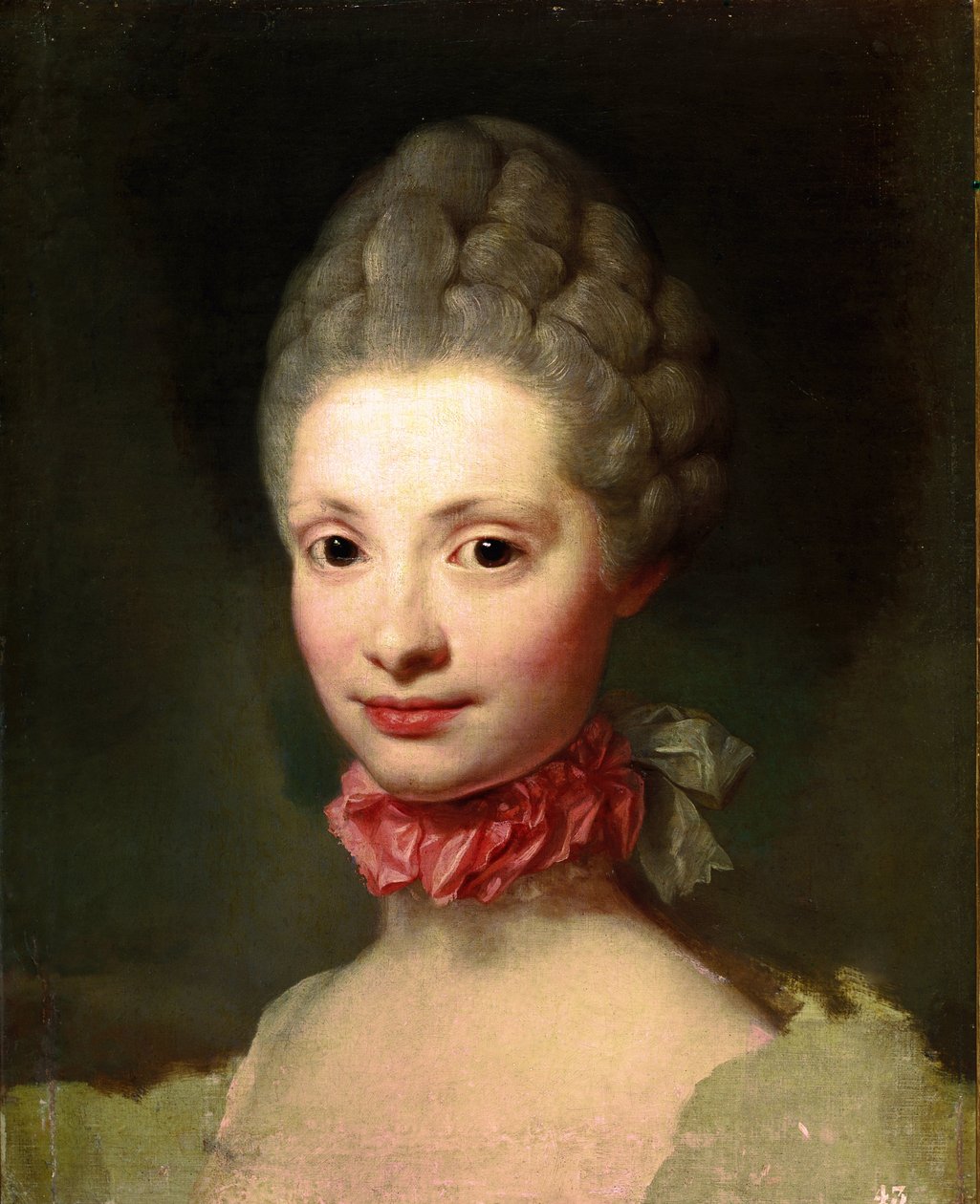 Uferdig portrett av Marie Louise de Bourbon-Parma (olje på lerret av Anton Raphael Mengs