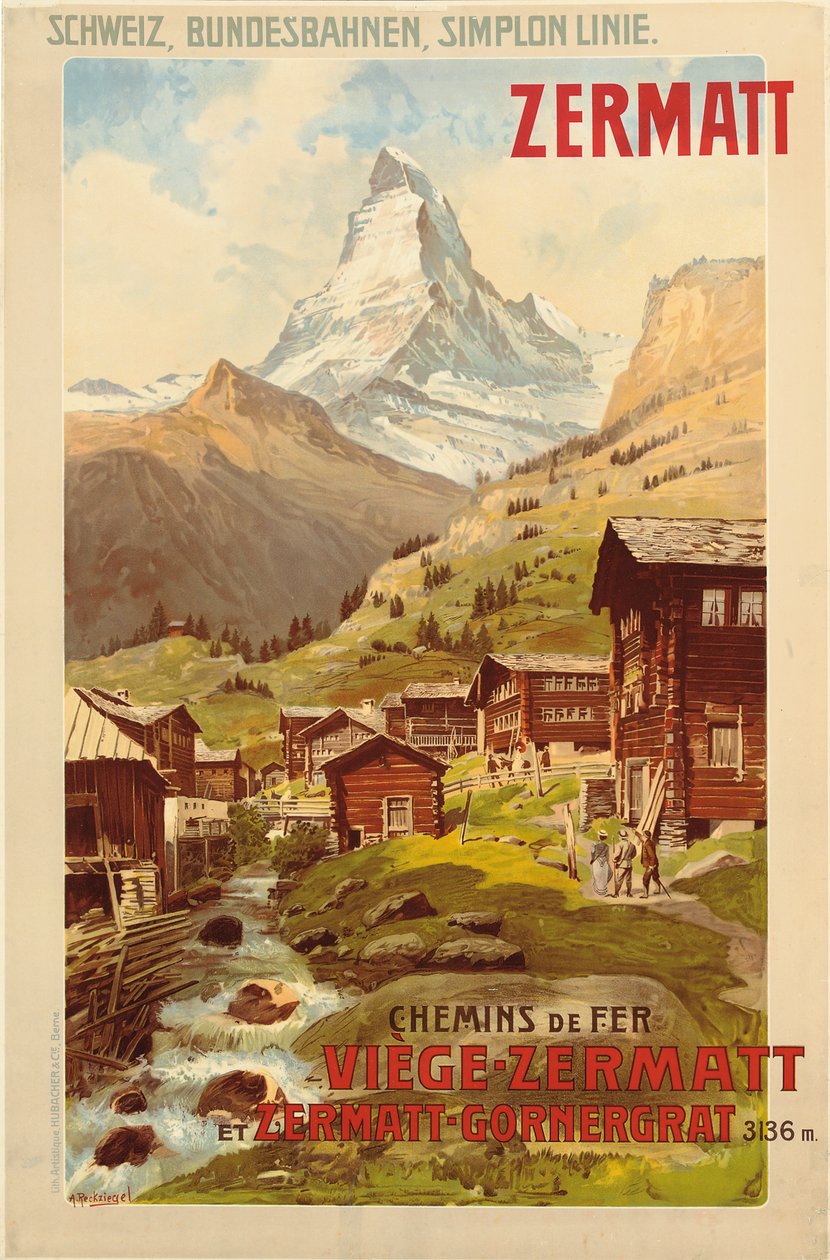 Zermatt, ca. 1900 (farge litho) av Anton Reckziegel