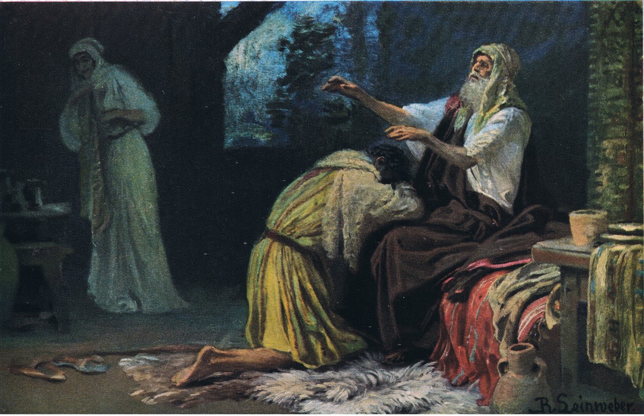 Isaac velsigner Jacob, fra Hulberts Story of the Bible utgitt av The John Winston Company, 1932 av Anton Robert Leinweber