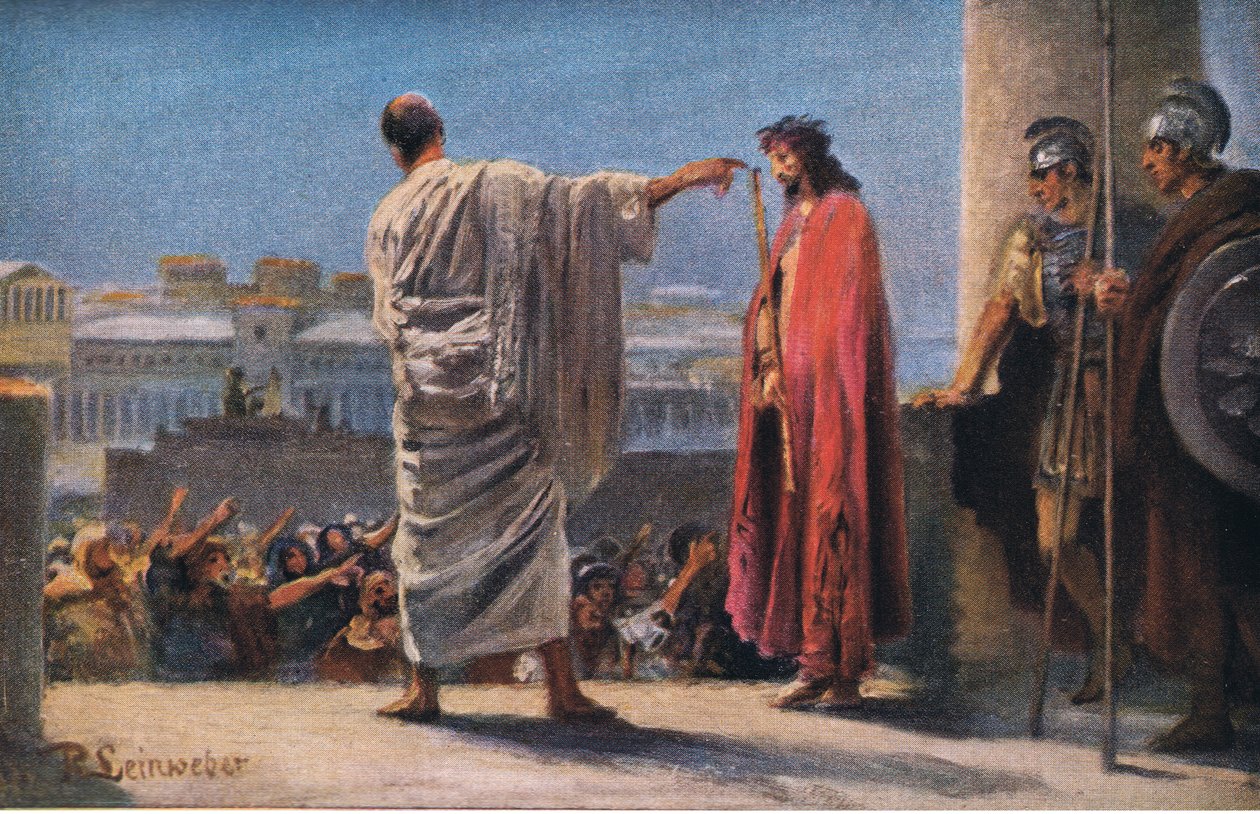 Jesus før Pilatus, fra Hulberts Story of the Bible utgitt av The John Winston Company, 1932 av Anton Robert Leinweber