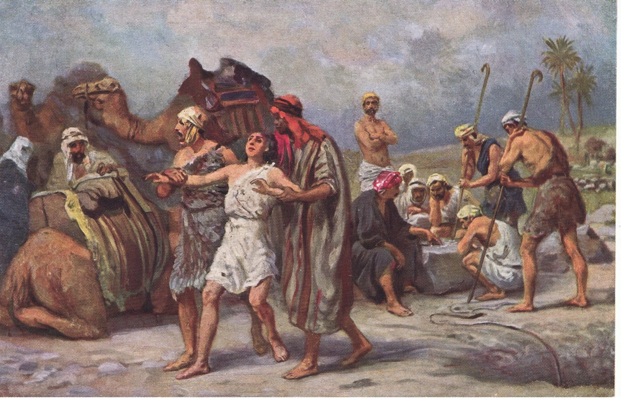 Joseph solgt av sine brødre, fra Hulberts Story of the Bible utgitt av The John Winston Company, 1932 av Anton Robert Leinweber