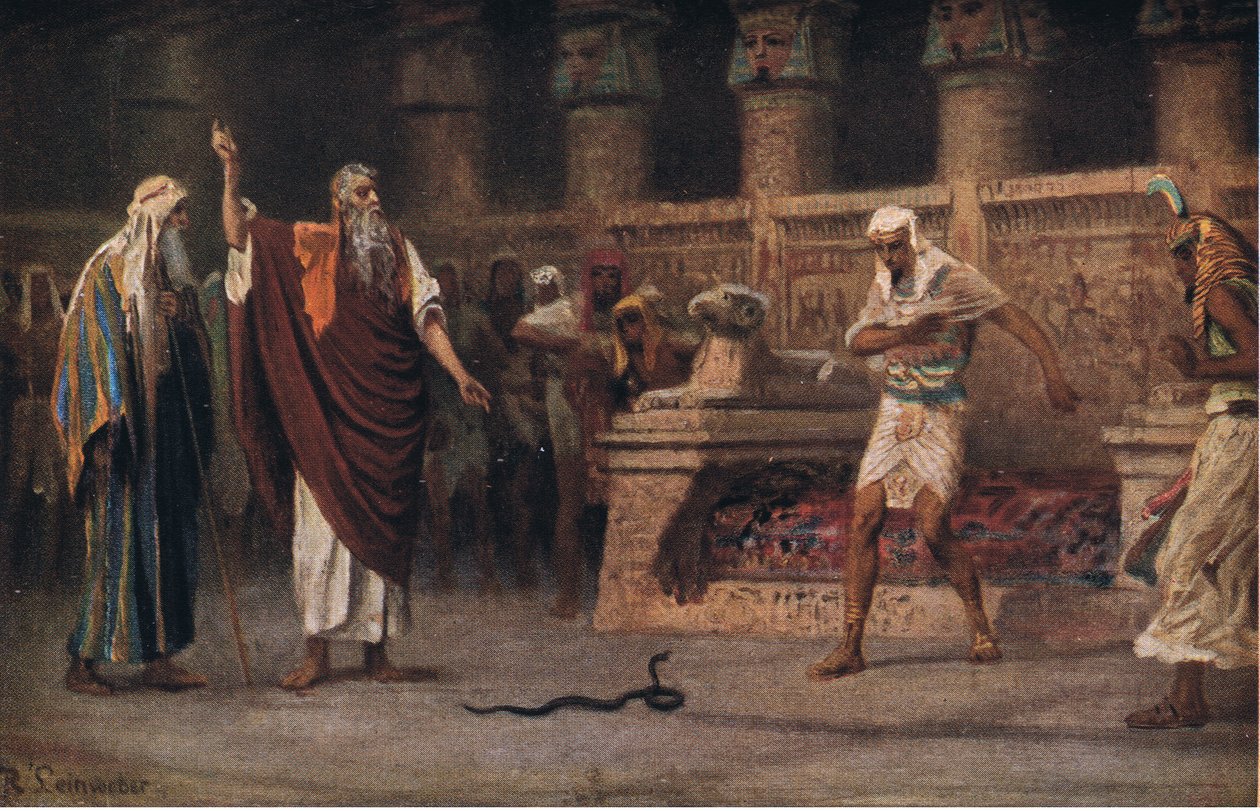 Moses og Aaron før farao, fra Hulberts Story of the Bible utgitt av The John Winston Company, 1932 av Anton Robert Leinweber