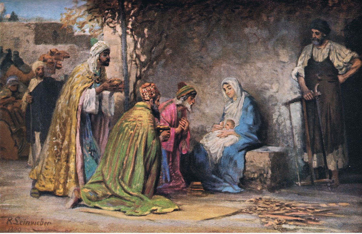 The Adoration, fra Hulberts Story of the Bible utgitt av The John Winston Company, 1932 av Anton Robert Leinweber