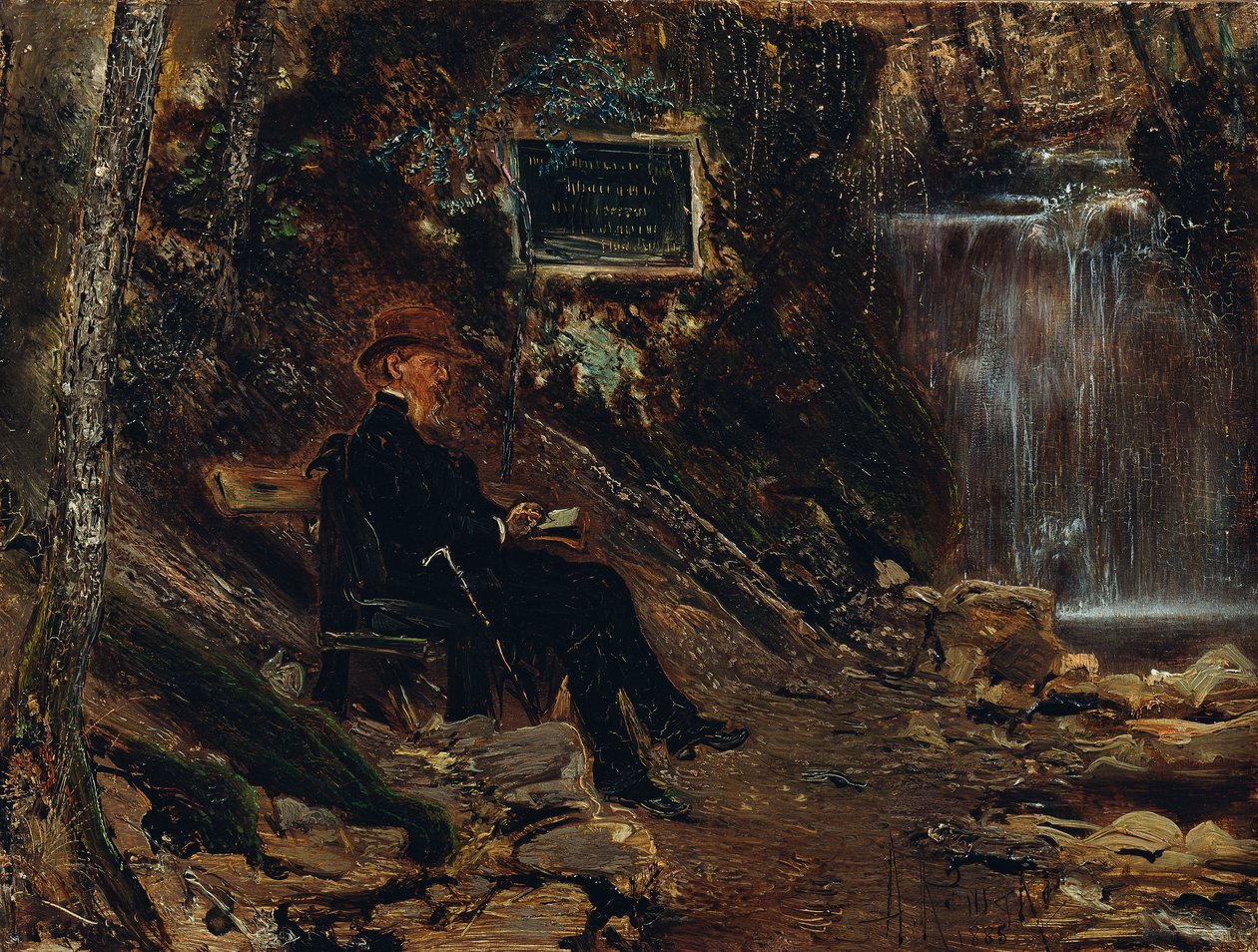 Forfatteren Hermann Rollett ved fossen av Anton Romako