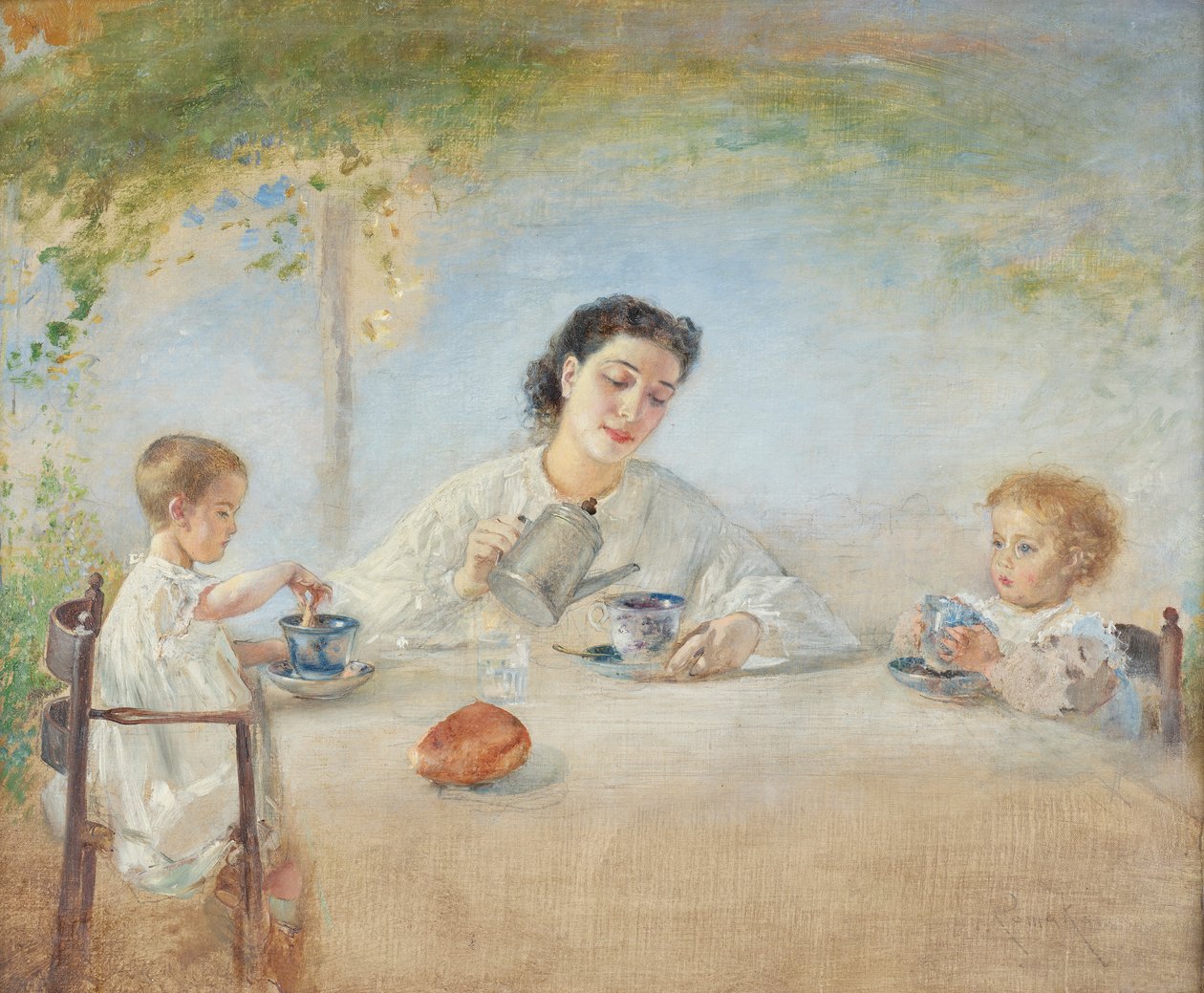 Kunstnerens familie til frokost av Anton Romako