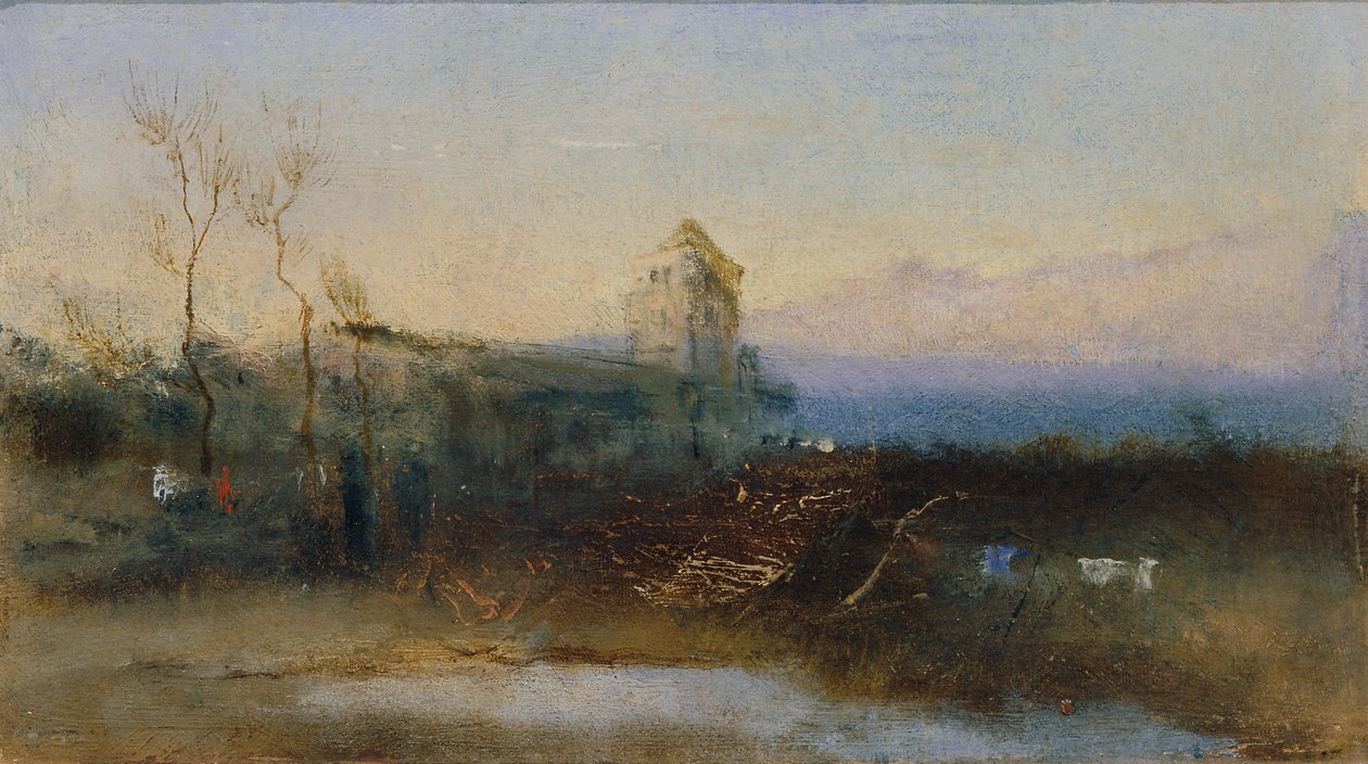 Landskap med et slott av Anton Romako