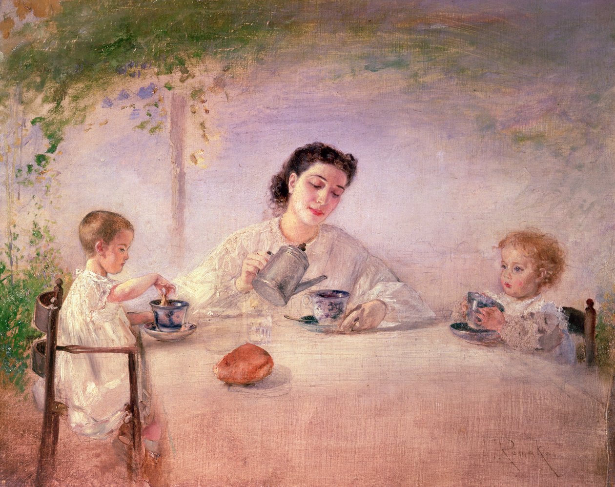 Kunstnerens kone Sophie med døtrene Mathilda og Adele, 1873 av Anton Romako