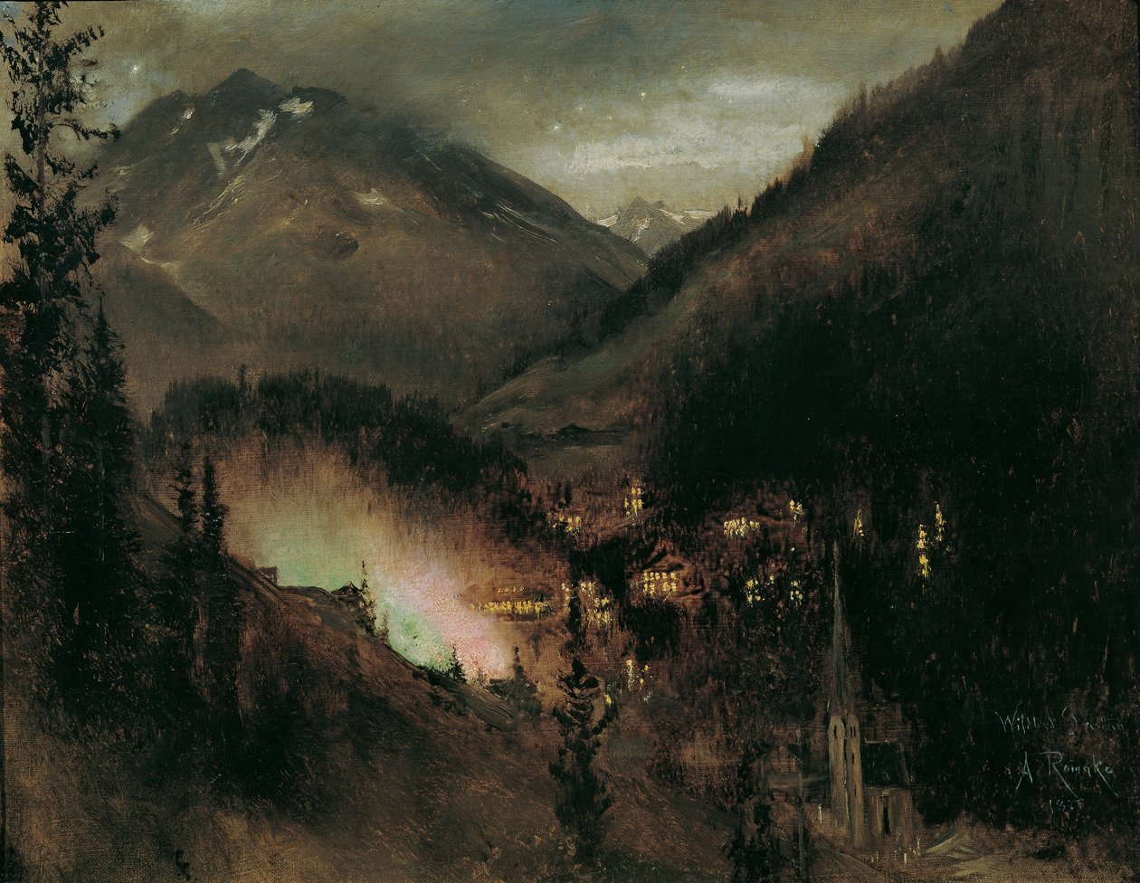 Wildbad Gastein om kvelden (med bengalsk belysning) av Anton Romako