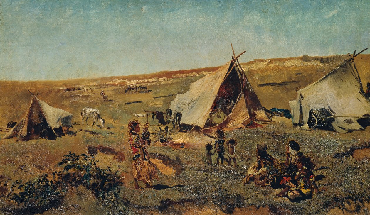 Sigøynerleir i Puszta av Anton Romako