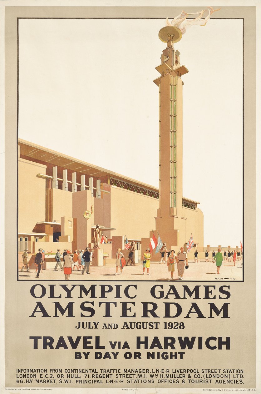 En plakat som reklamerer for de olympiske leker 1928 i Amsterdam av Anton Van Anrooy
