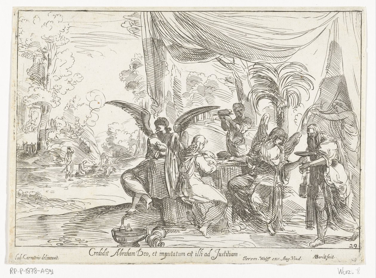 Abraham tar imot de tre englene av Anton van der Borcht