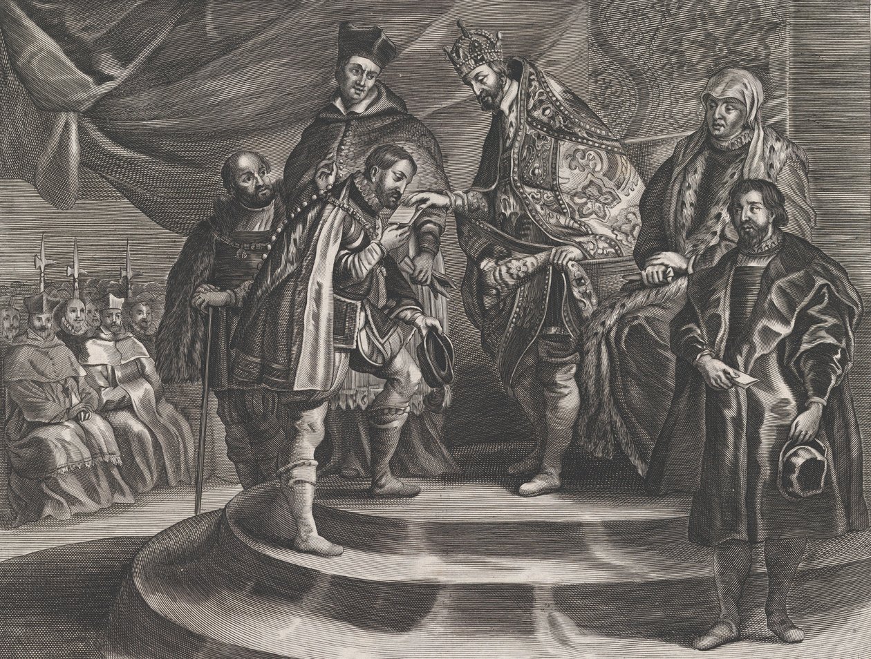 Plate 25: Filip kronet til konge av Spania av sin far, Charles V, fra Guillielmus Becanus