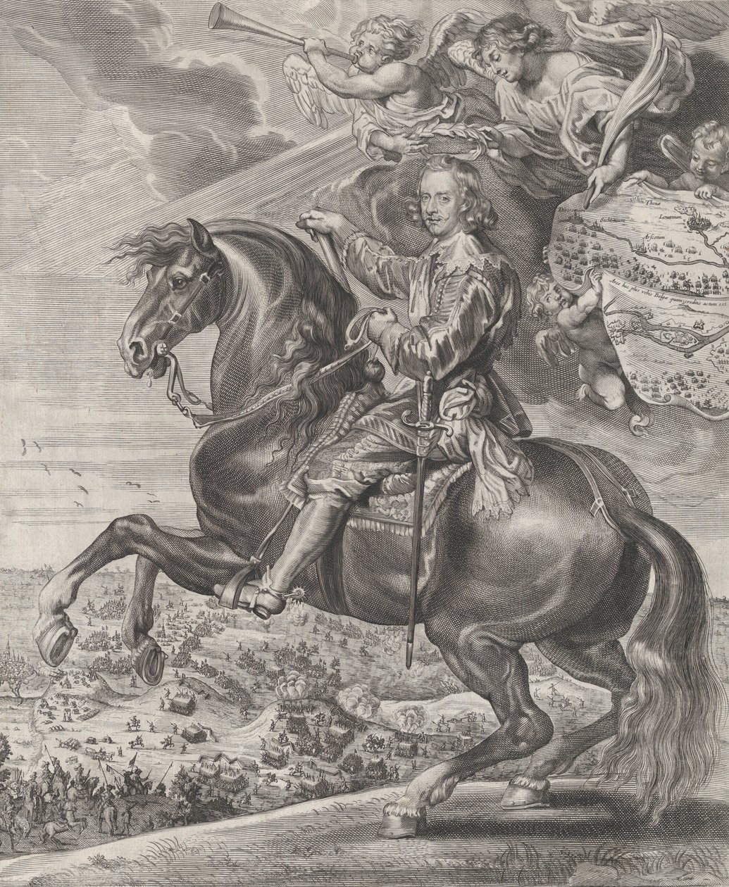 Portrett av kardinal-Infante Ferdinand av Østerrike, til hest, ca. 1630-54. av Anton van der Does