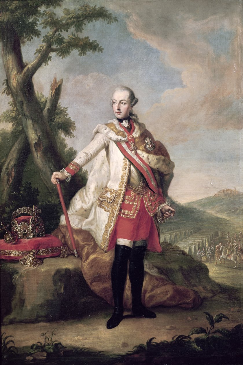 Full lengde portrett av Joseph II (1741–90) av Habsbourg-Lorraine, den hellige romerske keiseren, ca. 1765 av Anton von Maron