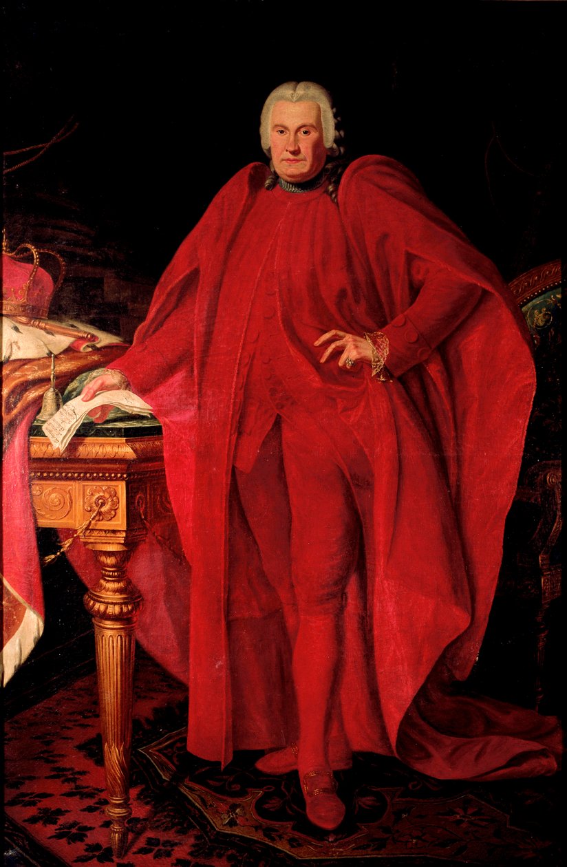 Portrett av Alerame Maria Pallavicino (1730-1805) Doge av republikken gener fra 1789 til 1791 Maleri av Anton von Maron (1733-1808) Søn 223x148 cm Gener, Domenico Pallavicino prinsippsamling av Anton von Maron