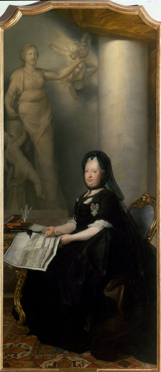 Portrett av imponen Maria Theresa av Østerrike (olje på lerret av Anton von Maron
