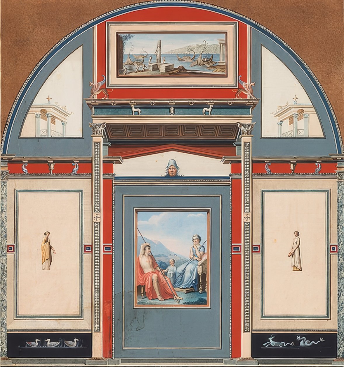 Veggmaleri av et romersk hus på eiendommen til Villa Negroni i Roma, Venus og Adonis. 1781 av Anton von Maron