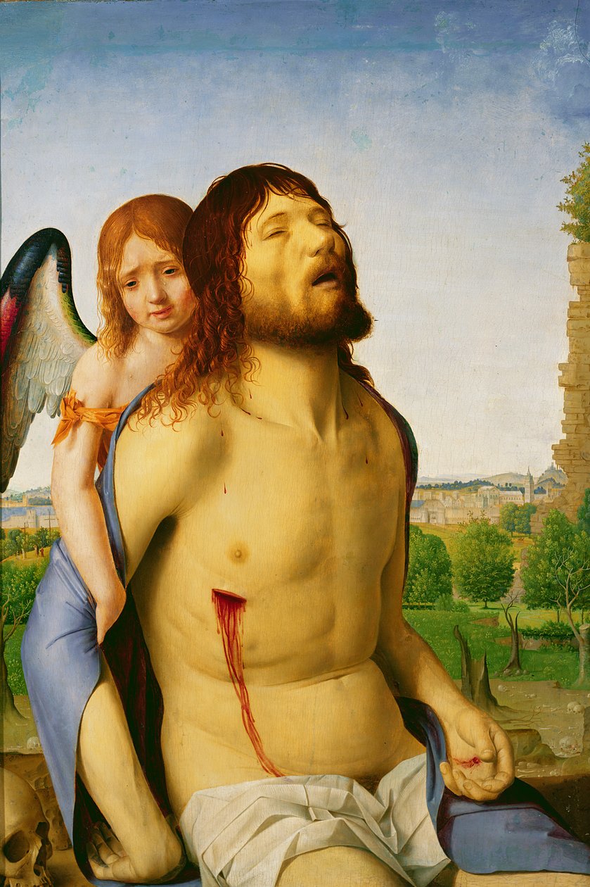 Den døde Kristus støttet av en engel, ca. 147578 av Antonello da Messina