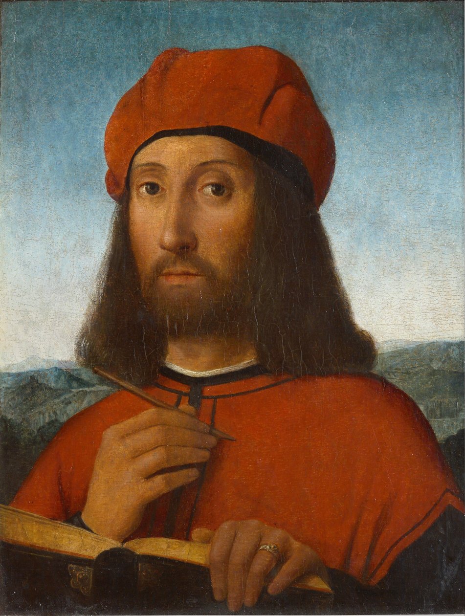 Portrett av en mann med rød beret og bok av Antonello de Saliba