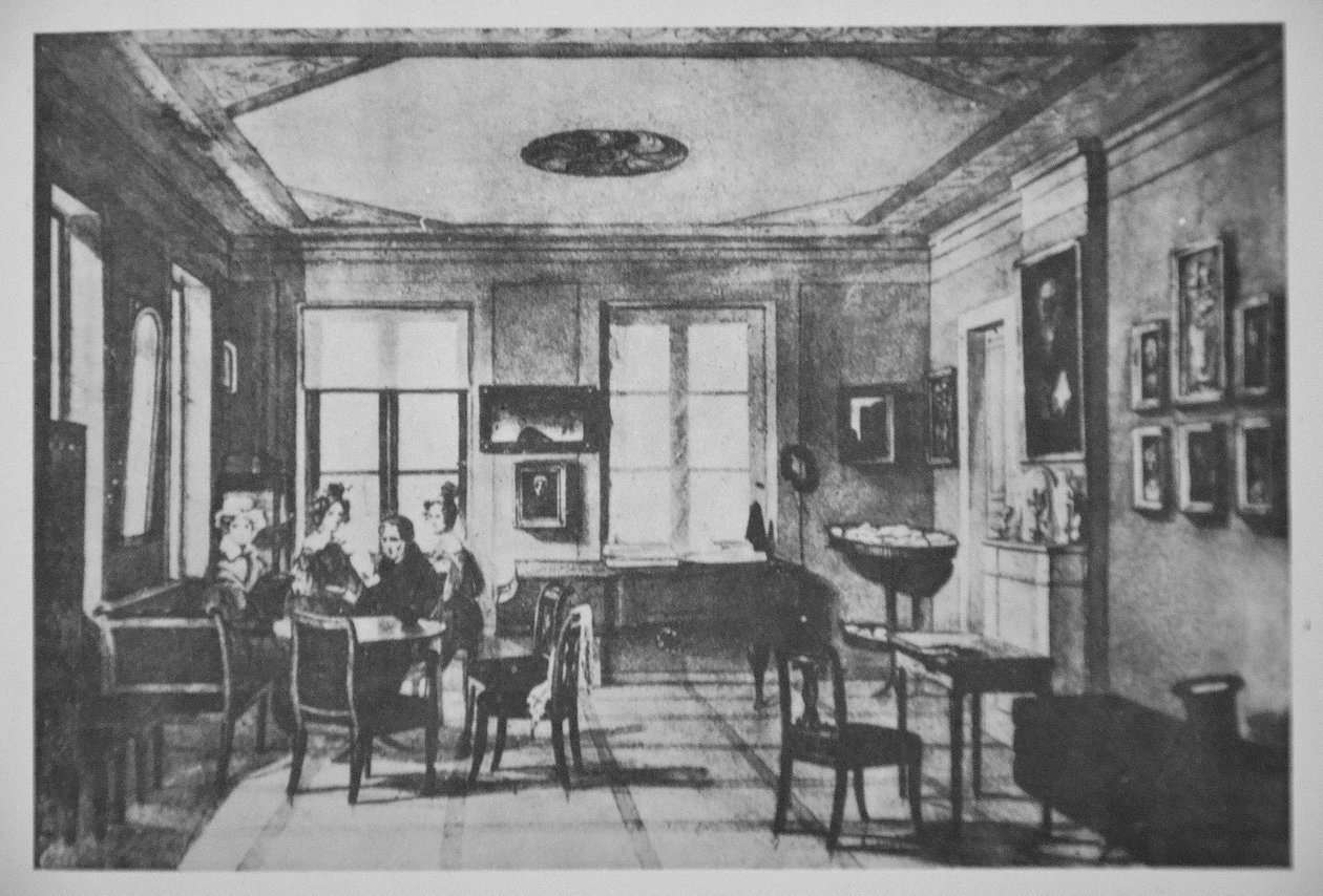 Et rom i leiligheten til Chopin -familien i Krakowskie Przedmieście -gaten av Antoni Kolberg