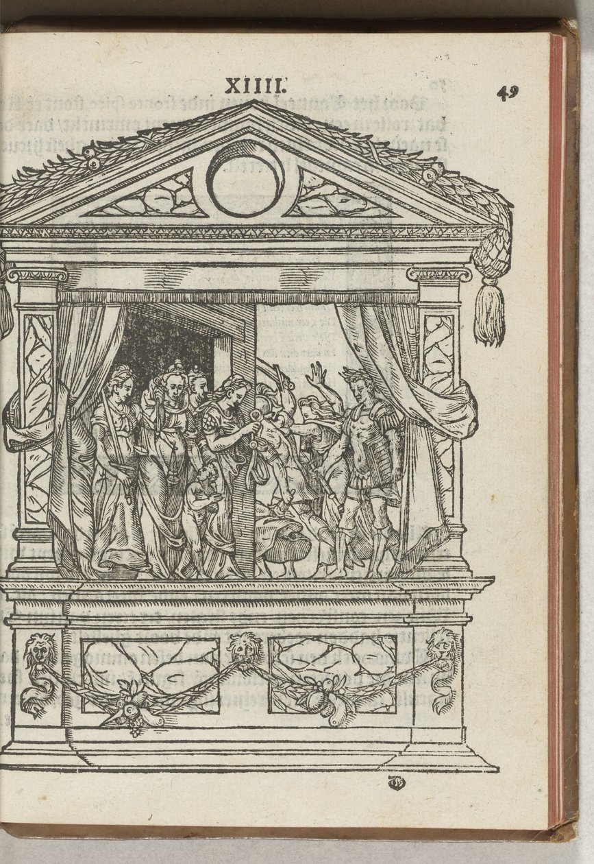 Tredje dekorert stillas med scene: prinsen frigjør dydene fra fangenskap, 1577 av Antoni van Leest