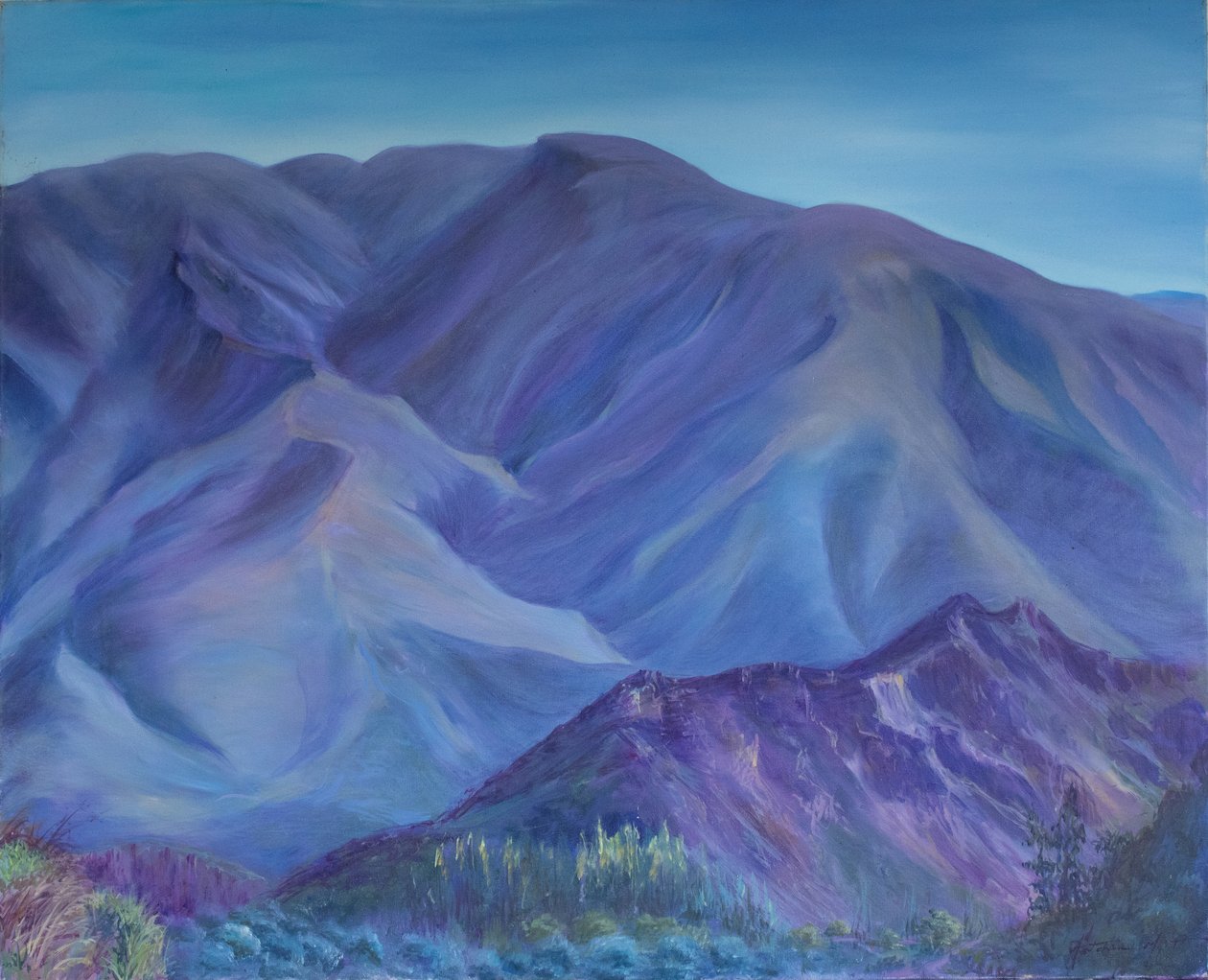 Blue mountain, Andalusia, 2001 (olje på lerret) av Antonia Myatt