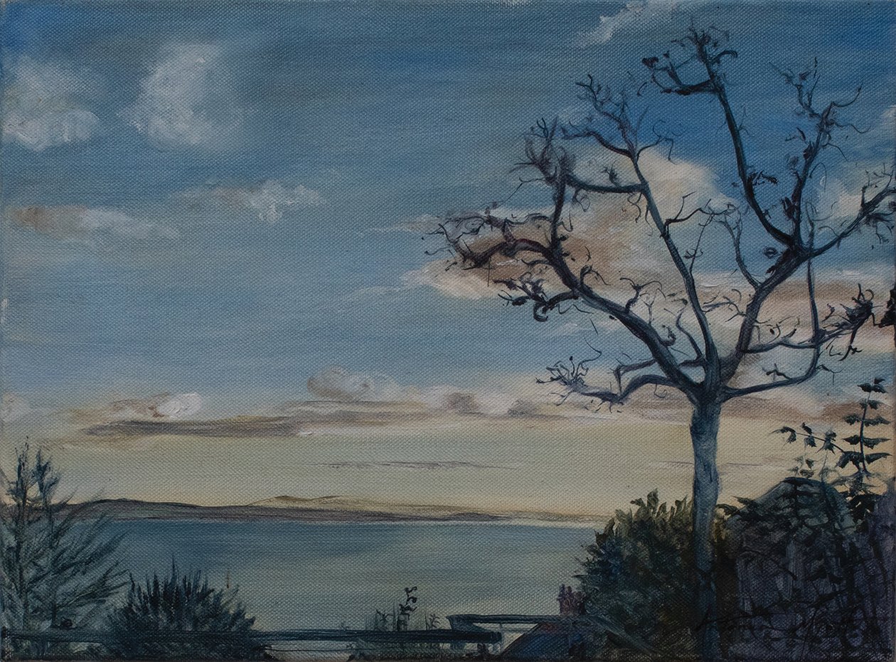 Ditcheat Hill, Somerset, 2019 (olje på lerret) av Antonia Myatt