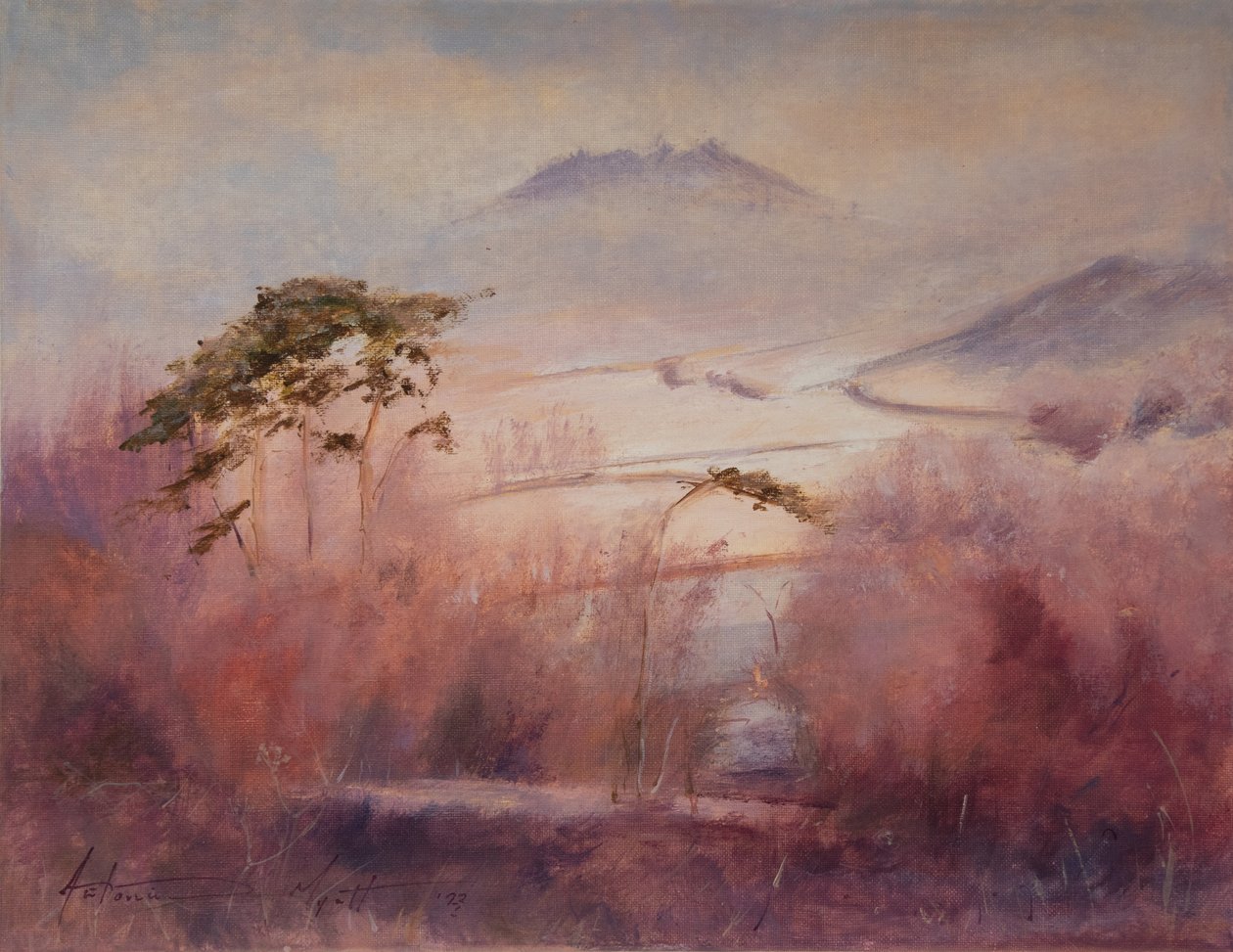 Frozen Valley, Somerset, 2023 (olje på lerret) av Antonia Myatt