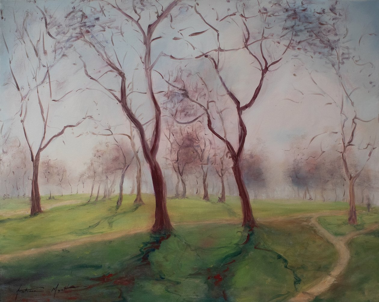 Hyde park, London, 2012 (olje på lerret) av Antonia Myatt