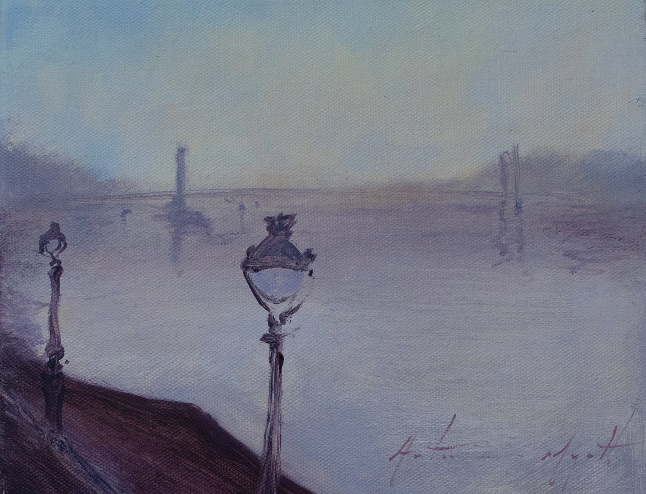 Lights of London, 2020 (olje på lerret) av Antonia Myatt