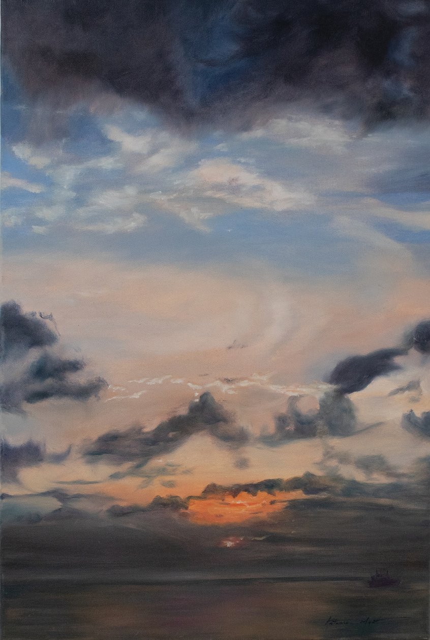 Lakseskyer, 2011 (olje på lerret) av Antonia Myatt