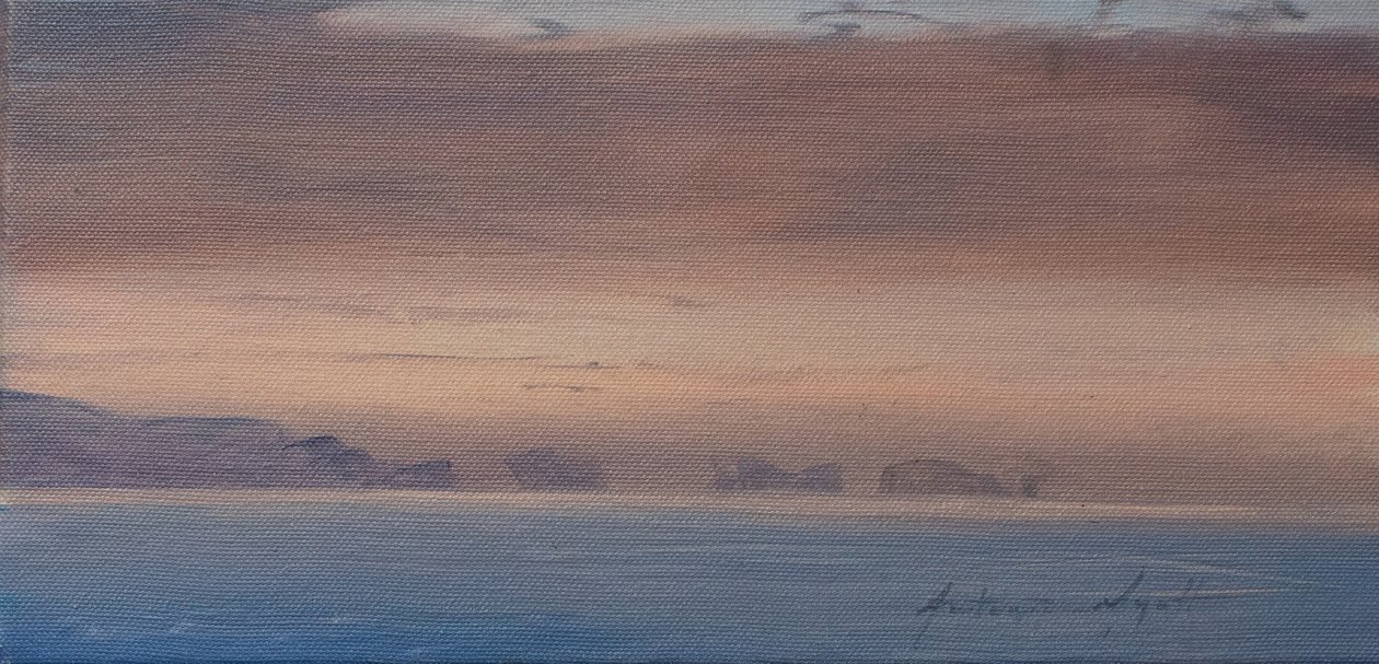 Seven Sisters, Lymington, 2019 (olje på lerret) av Antonia Myatt