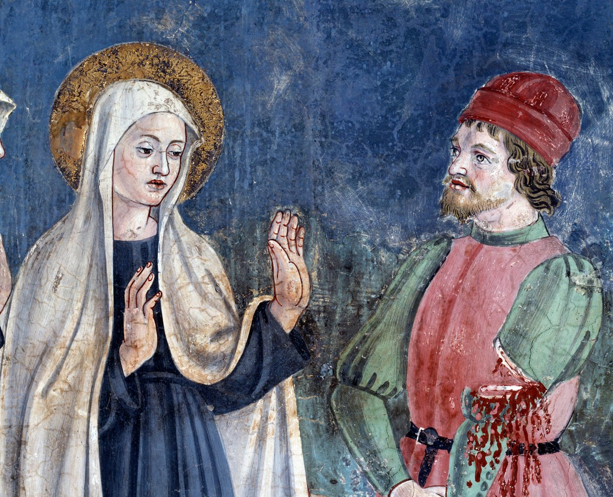 Livet til St. Francesca Romana: Da St John Lateran kommer tilbake, helbreder helgenen en mann med en avkuttet arm, detalj (Fresco av Antoniazzo Romano