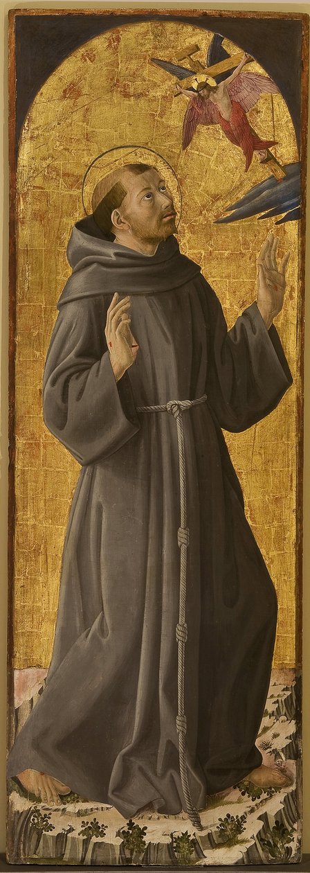 Saint Francois - Saint Francis of Assisi par Romano, Antoniazzo (1430 / 35-1508). Olje på tre, størrelse: 173x61,5,, Civic Museum, Rieti av Antoniazzo Romano