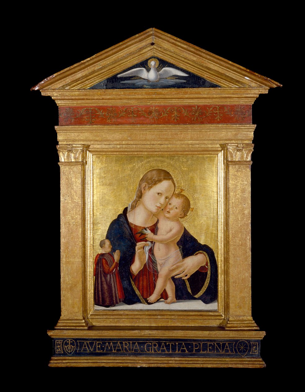 Jomfru og barn med giver, ca. 1480 (tempera og bladgull på panel) av Antoniazzo Romano