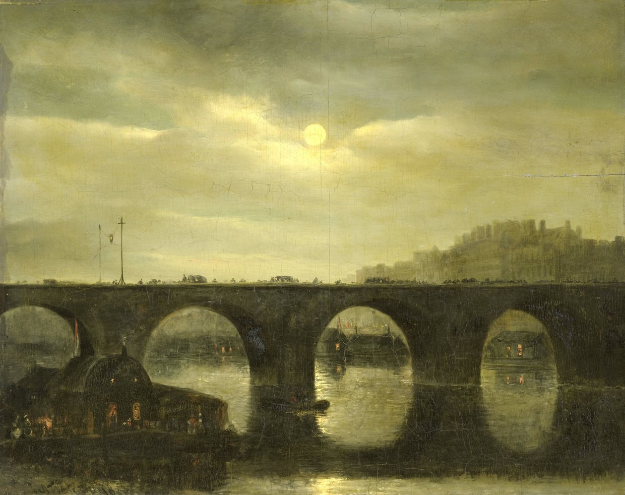 En av broene over Seinen, Paris, i måneskinn av Antonie Waldorp