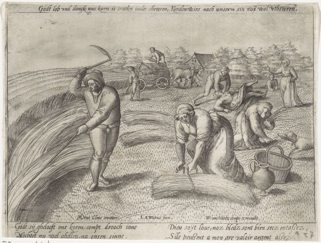 Innhøstingen Dyrking av korn (serietittel) av Antonie Wierix (II) (possibly)