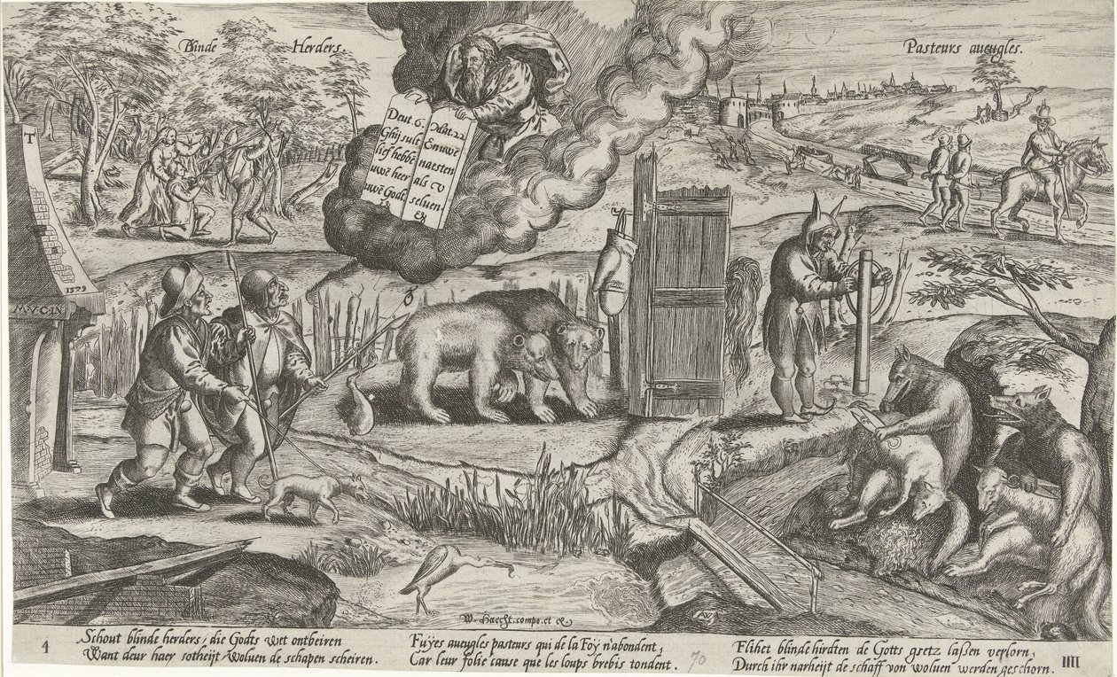 De blinde hyrdene Blind Shepherds / Pasteurs aveugles (tittel på objekt) av Antonie Wierix (II)