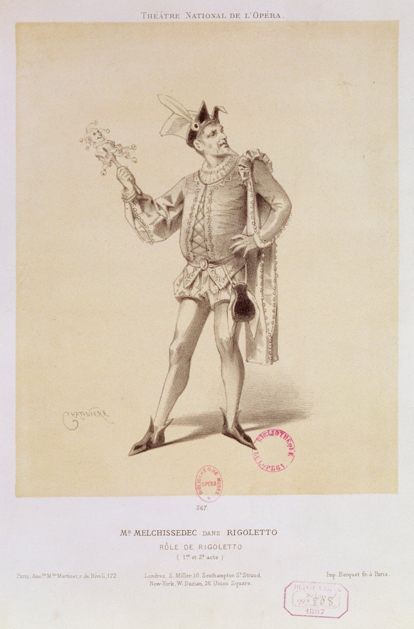 Portrett av Mr. Melchissedec som Rigoletto i Rigoletto av Verdi av Antonin Marie Chatiniere