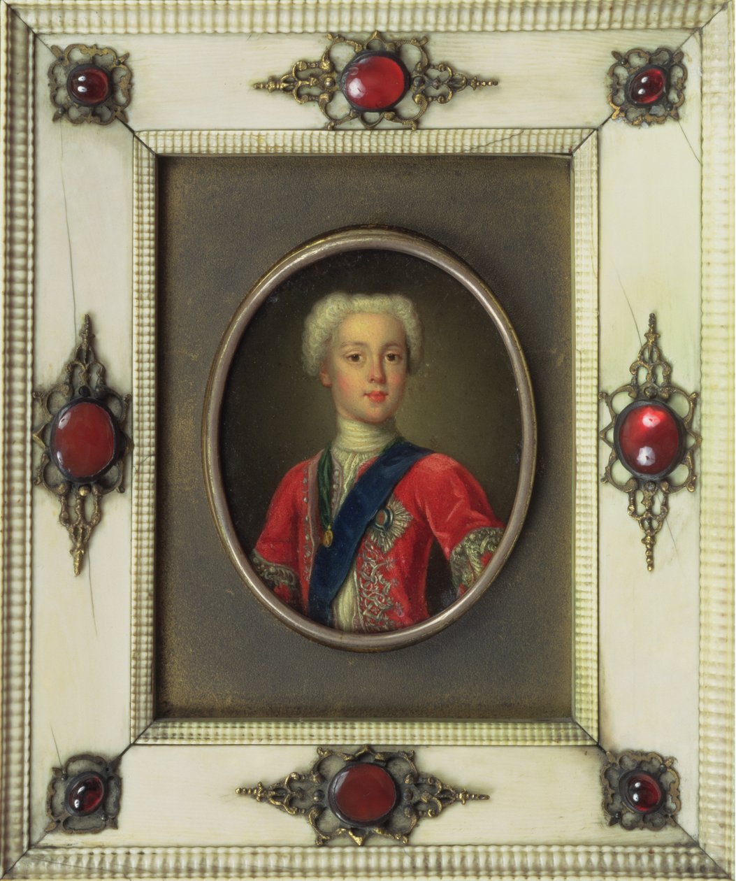 Prins Charles Edward Stuart (Bonnie Prince Charlie, 1720-88) (olje på kobber) av Antonio David