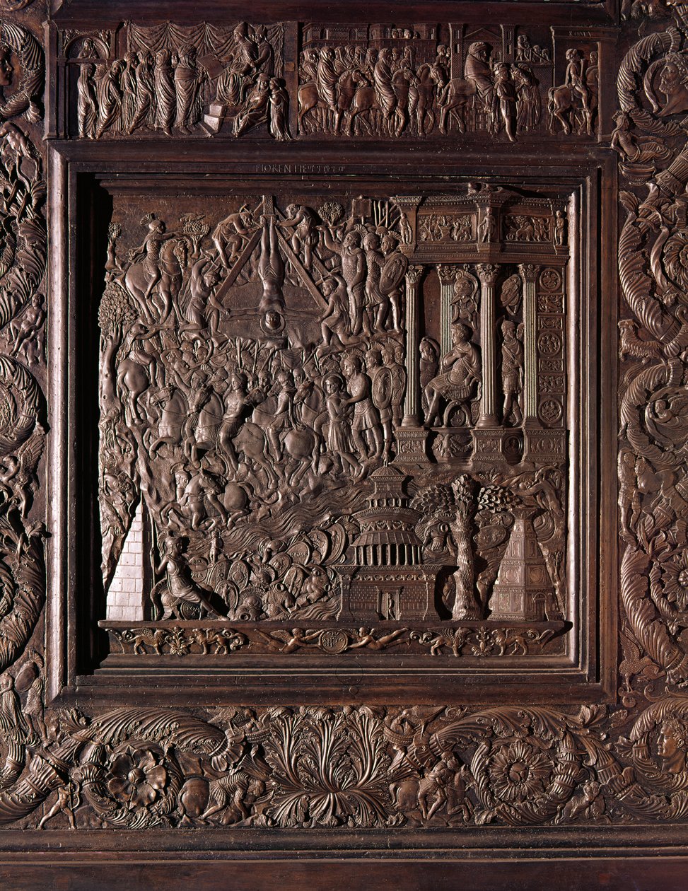 St. Peters martyrium, detalj fra den sentrale døren til basilikaen, dekorert 1439-45 (bronse) (se også 247330-247337) av Antonio Filarete