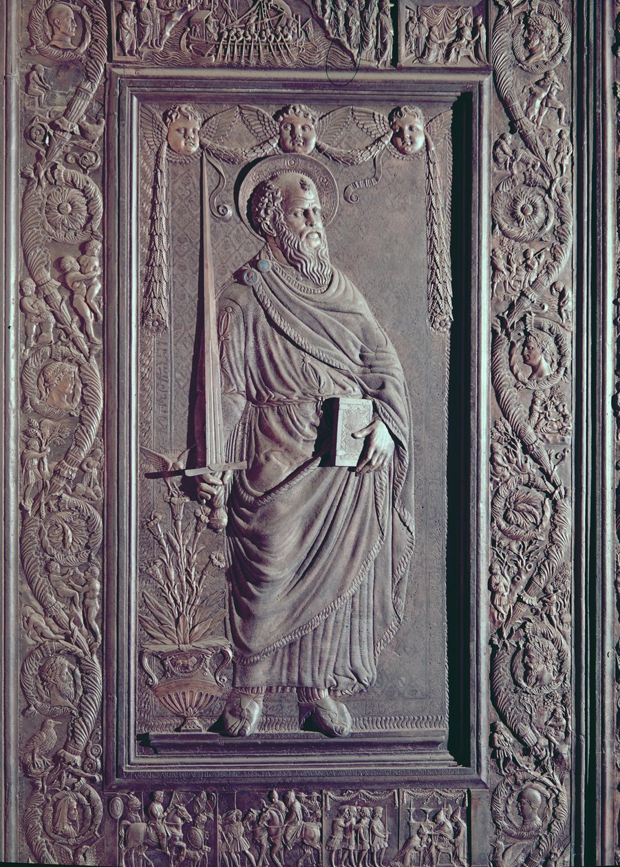 St. Paul, detalj fra den sentrale døren til basilikaen, dekorert 1439-45 (bronse) (se også 247330-247337) av Antonio Filarete