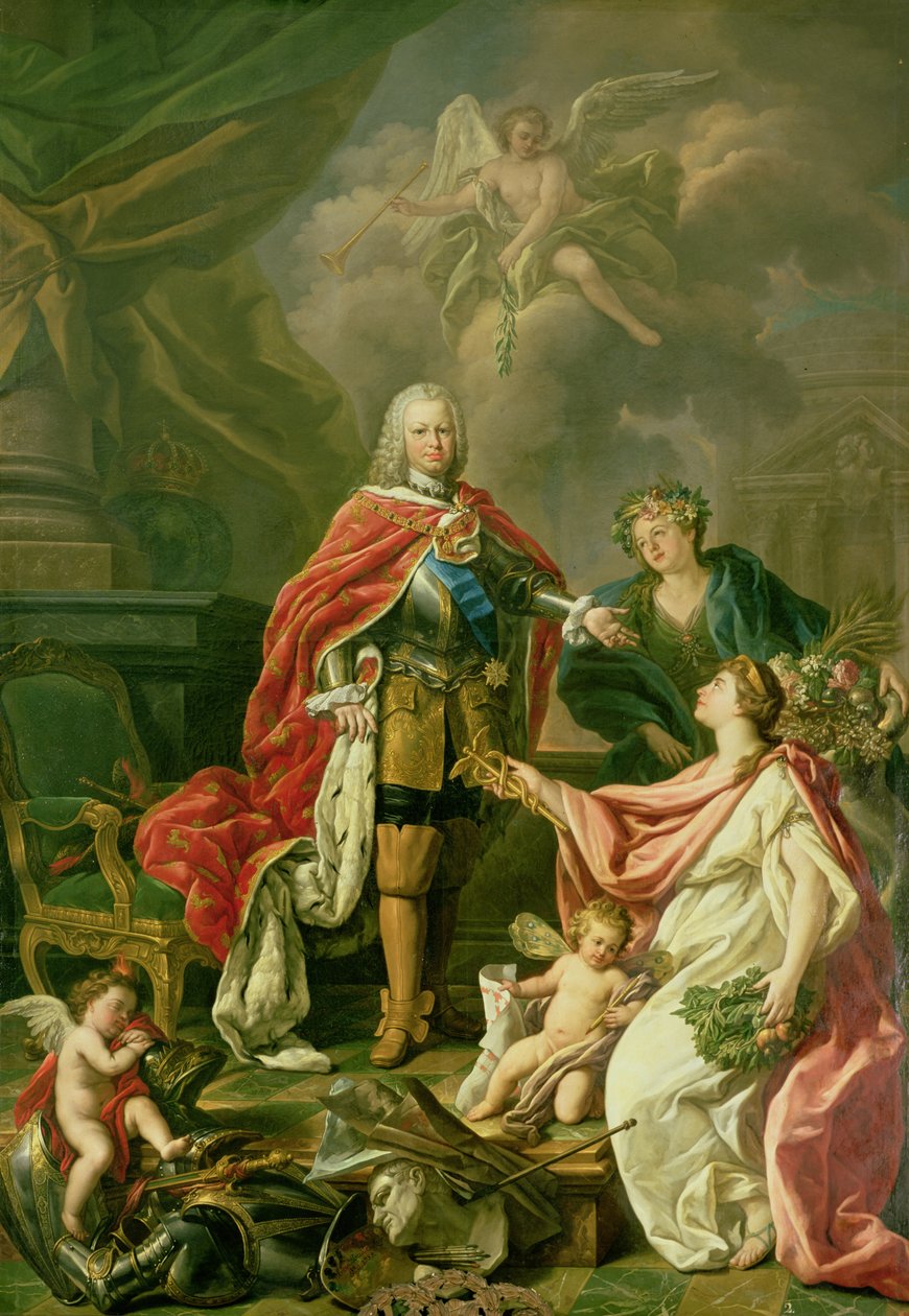 Ferdinand VI (1713-59) som beskytter av kunst og vitenskap, 1754 av Antonio Gonzalez Ruiz