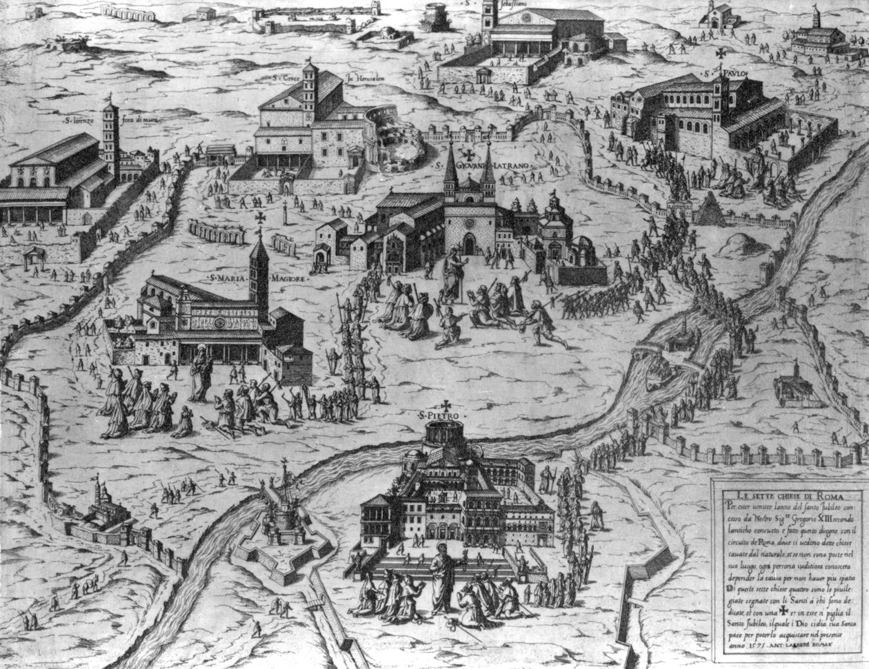 De syv kirker i Roma, 1575 av Antonio Lafreri