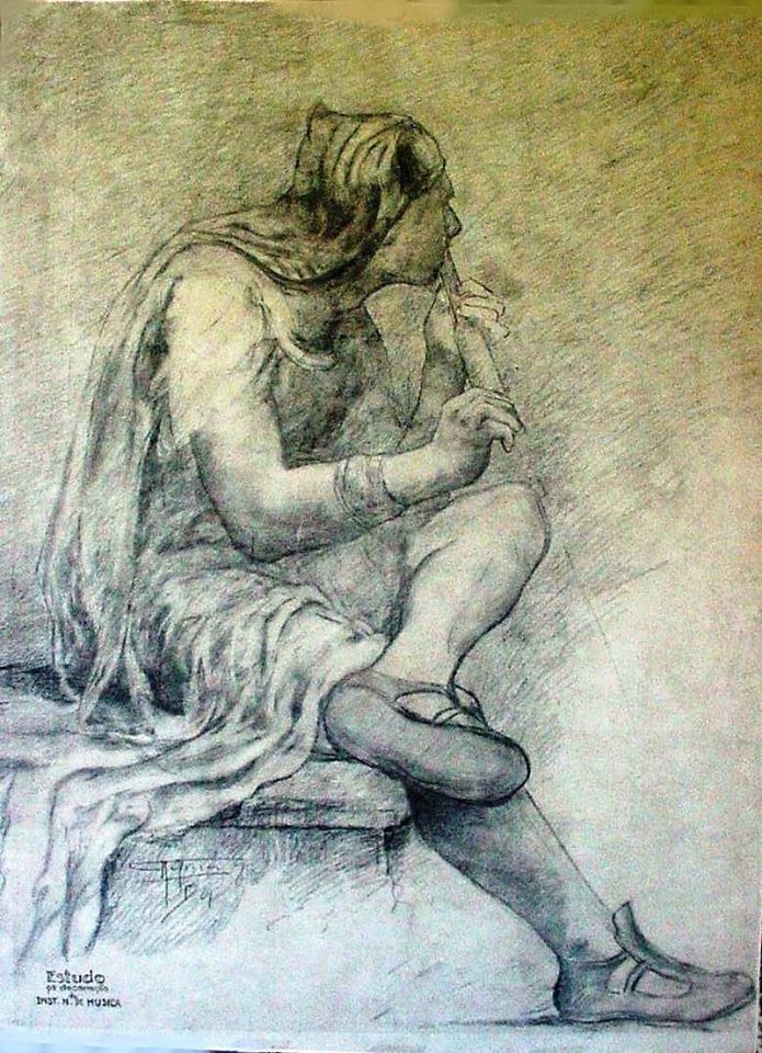 Figurstudie for dekorasjon av National Institute of Music i Rio de Janeiro av Antonio Parreiras