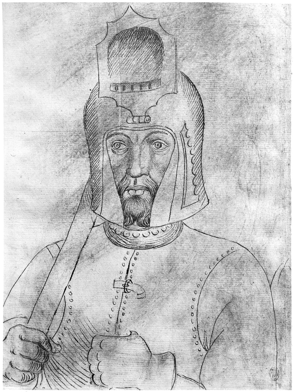 Soldat med skjermhjelm, fra The Vallardi Album av Antonio Pisanello