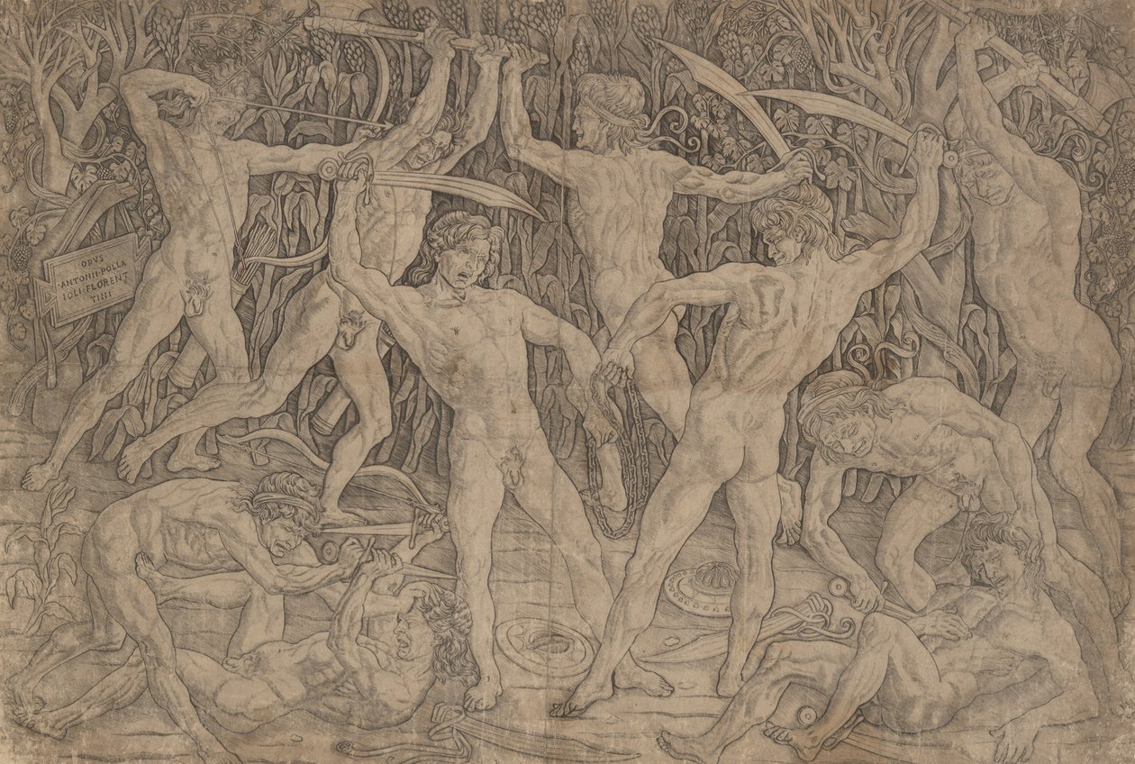 Slaget om ti nakne menn, 1465 av Antonio Pollaiuolo