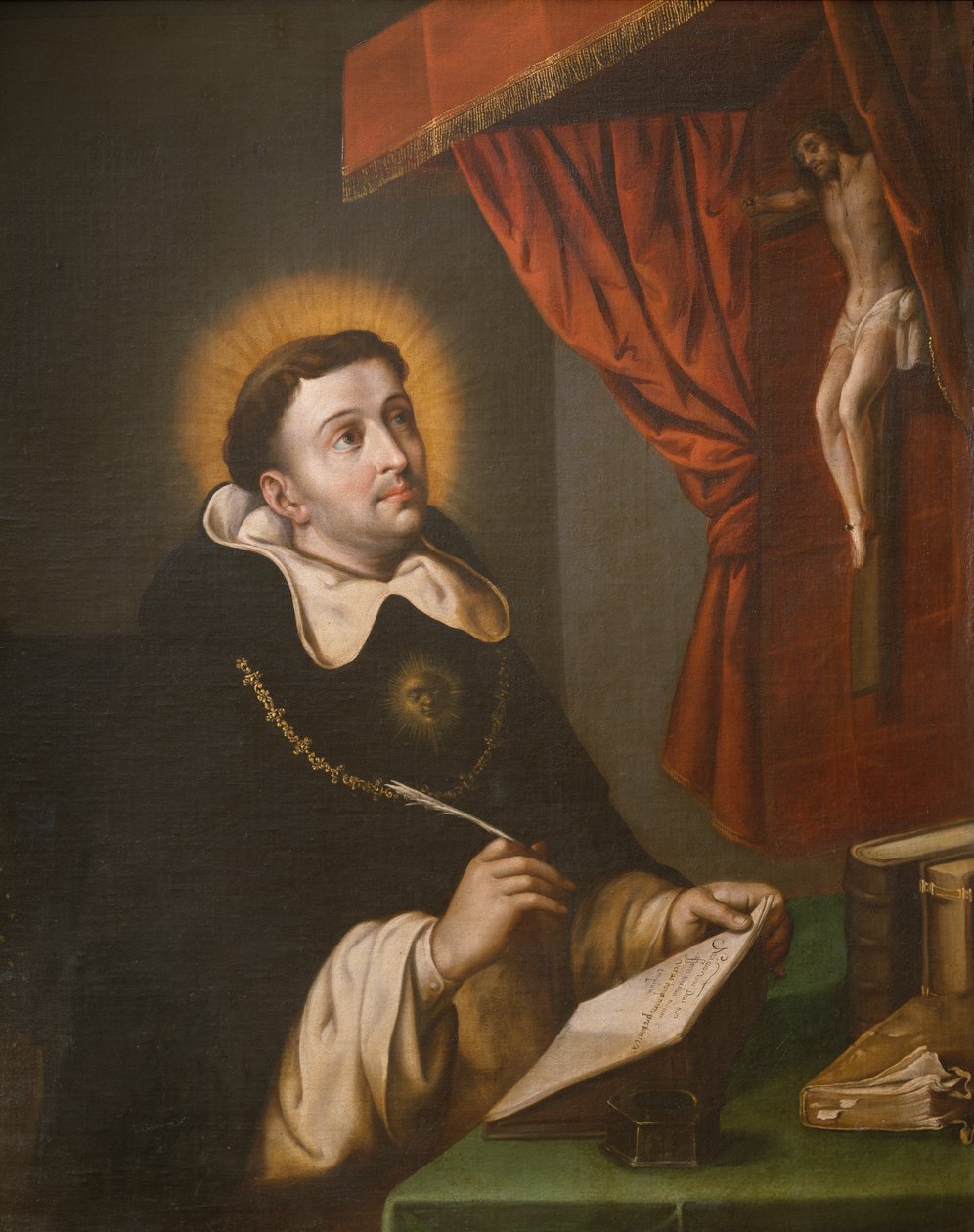 St. Thomas Aquinas skriver før krusifikset av Antonio Rodríguez